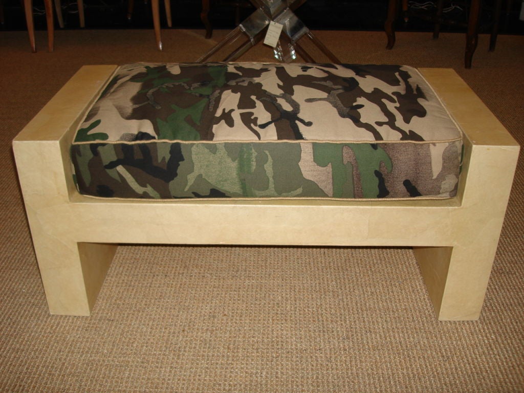 Karl Springer (SIGNED) Vellum Covered Bench
