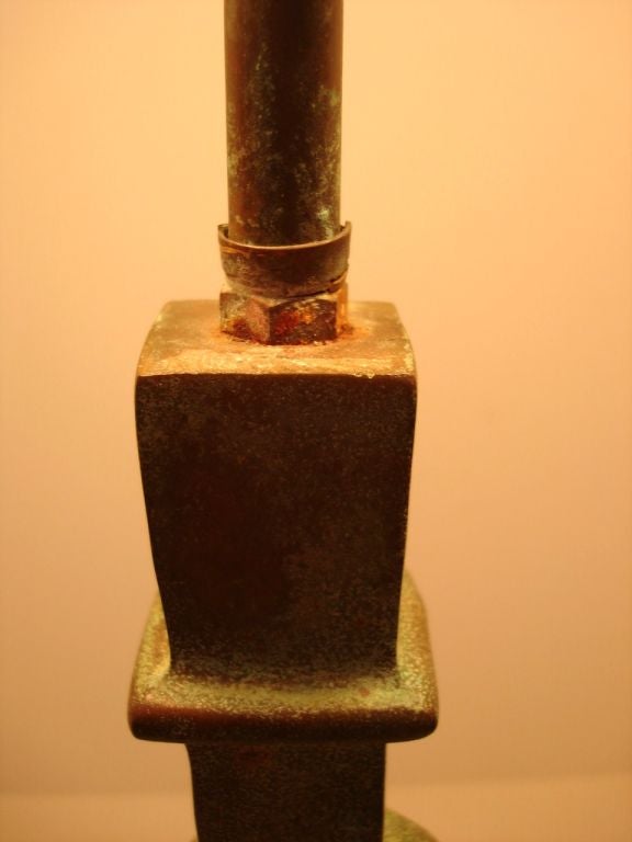 Mid-20th Century Tête de Femme Pair of Verdigris Bronze Sculptural Table Lamps