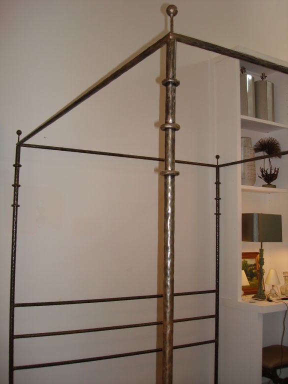 20th Century Four-Poster Hammered Iron King Bed Frame