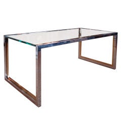 Retro Two-toned Waterfall High Polished Steel and Brass Cocktail table