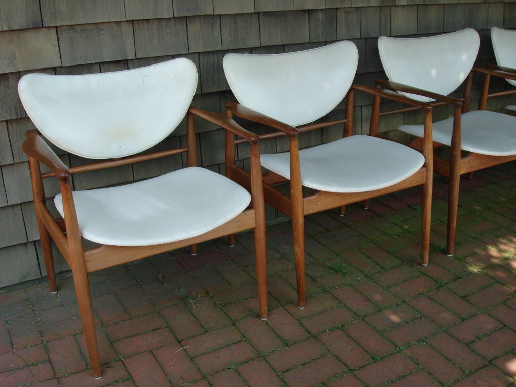 Scandinavian Modern Set of Six Finn Juhl No. 48 Open Armchairs