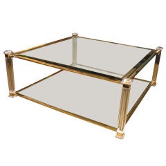 Huge Two-Tiered Lucite and Glass Cocktail Table