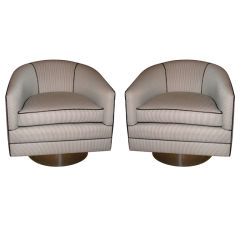 Pair of Milo Baughman Swivel Armchairs