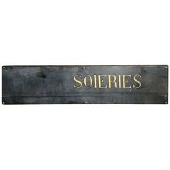Antique 19th C. French Textile Shop Sign in Gilded Black Slate