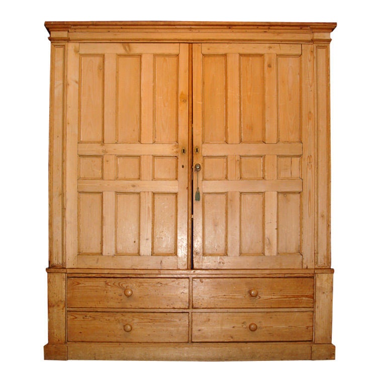 Large Primitive Pine Armoire + Drawers