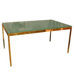 A Green Frosted Glass & Brass Parsons Table