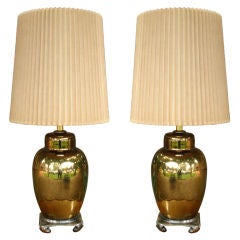 Pair of Mercury Glass Ginger Jar Table Lamps