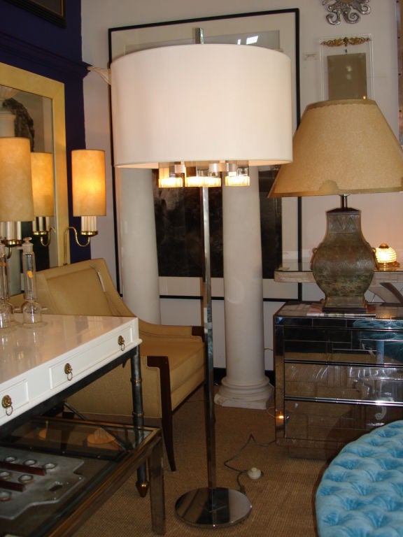 Gaetano Sciolari Rare Floor Lamp 'SIGNED' In Good Condition For Sale In East Hampton, NY