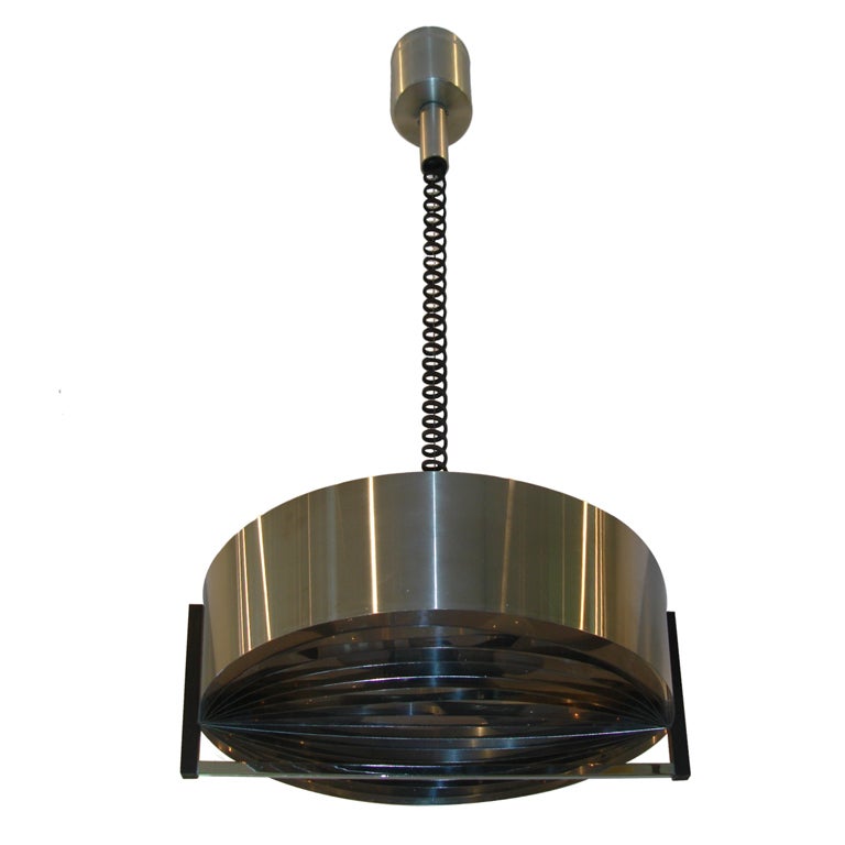 Vintage French Modernist Stainless Steel Hanging Light For At Vintage French Modernist Stainless Steel Hanging Light For