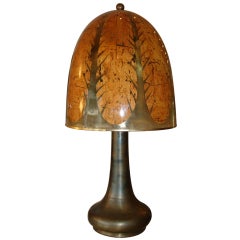 Rare Oversized Tobacco Leaf, Resin and Brass Table Lamp