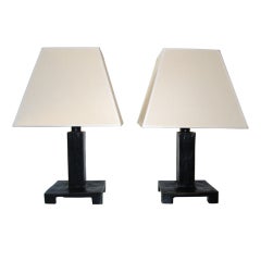 Garouste et Bonetti Pair of Bronze Table Lamps (signed)