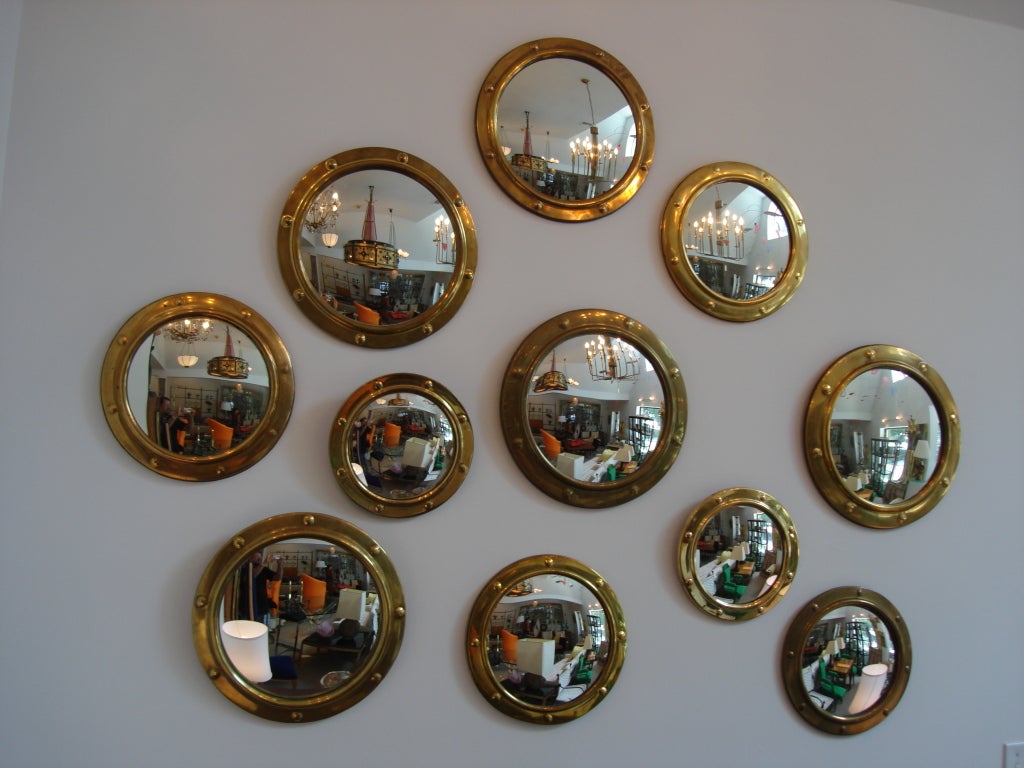 Mid-20th Century English Convex Porthole Mirror Grouping (Set of 11)