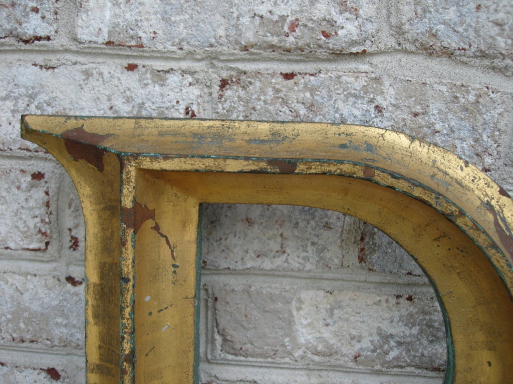 Patinated 19th C. Gilded Cast Iron Letter 