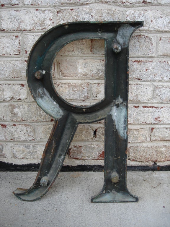 19th Century 19th C. Gilded Cast Iron Letter 