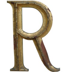 19th C. Gilded Cast Iron Letter "R"