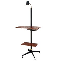 Retro Tiered Italian Rolling Easel Shelf with Light