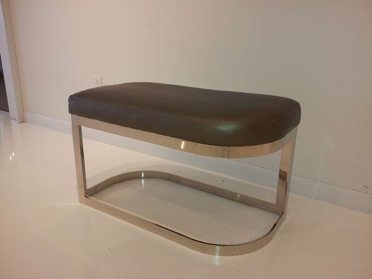 Chrome and Leather Bench at 1stdibs