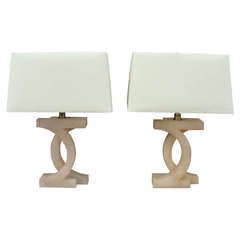 Pair of Thomas Pheasant for Baker Alabaster Table Lamps