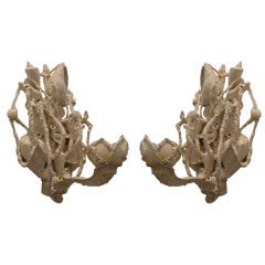 Pair of Grotto Style Shell Encrusted Sconces