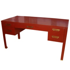 Vintage Asian Style Baker Red Desk & Chair