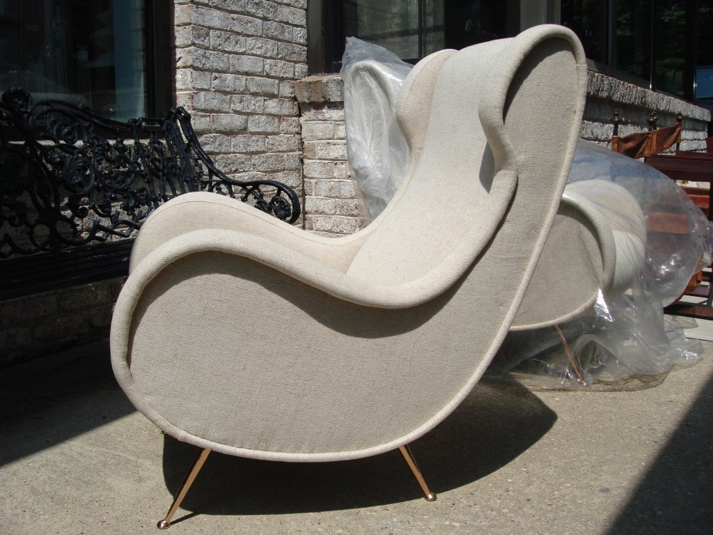 Mid-20th Century Sculptural Pair of French Winged Armchairs