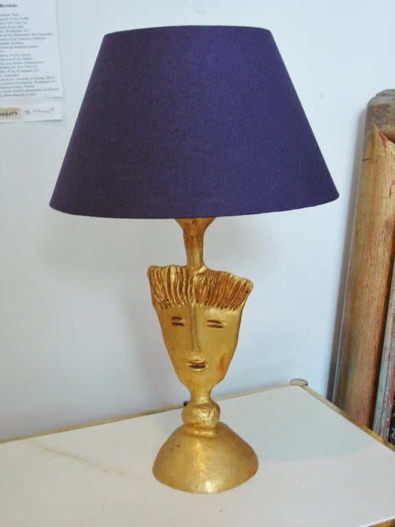 Gilt Bronze Lamp by Pierre Casenove for Fondica (Signed) In Excellent Condition In East Hampton, NY