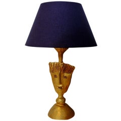 Gilt Bronze Lamp by Pierre Casenove for Fondica (Signed)