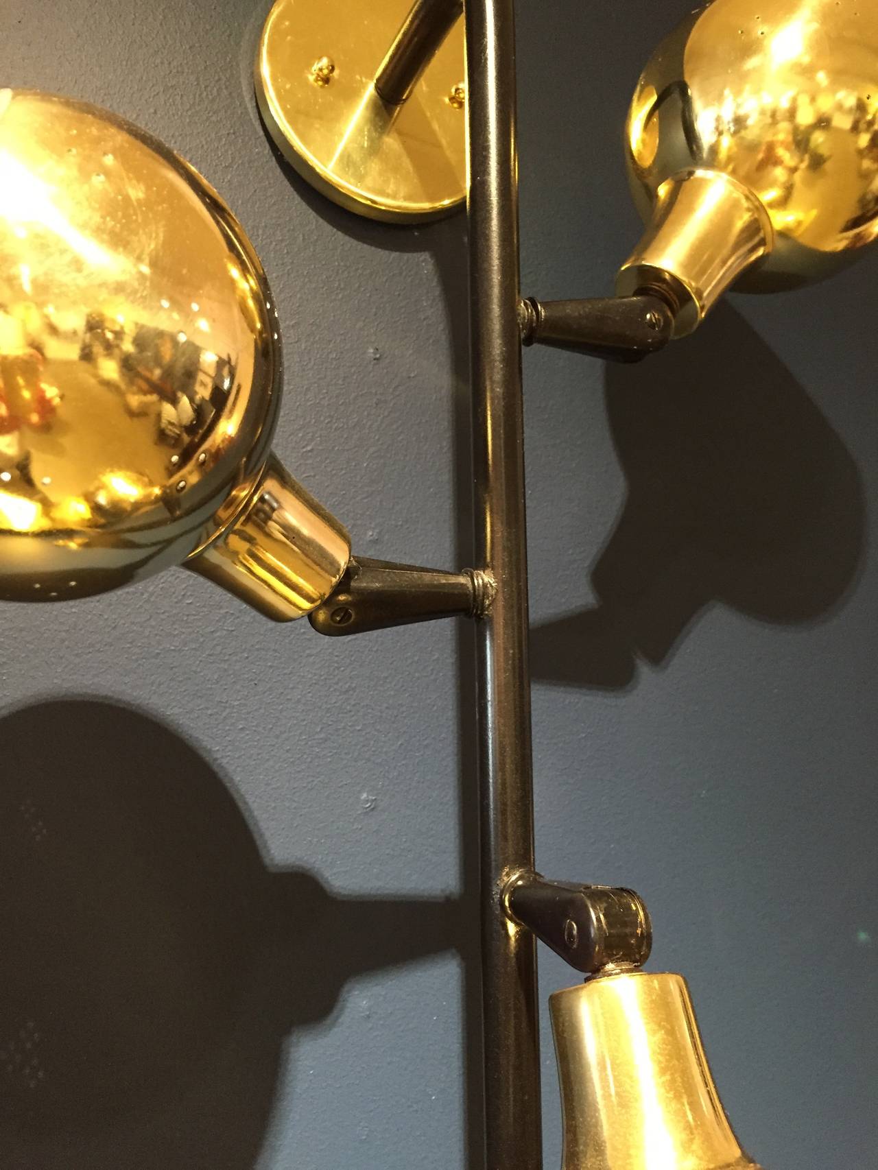 Enameled Three Globes in Brass Wall Light