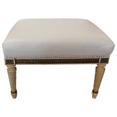 Maison Jansen Leather Top Ottoman