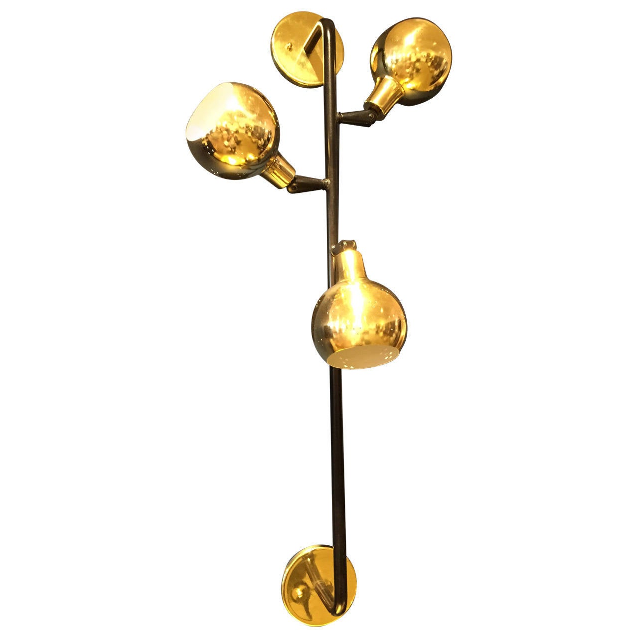 Three Globes in Brass Wall Light For Sale at 1stdibs