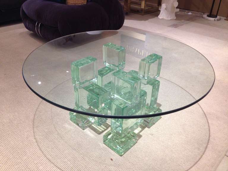 Sculptural Glass Block Cocktail Table