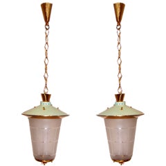 Pair of Mid-Century Italian Hanging Lanterns