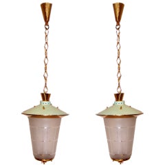 Retro Pair of Mid-Century Italian Hanging Lanterns