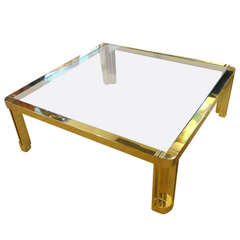 Oversized Polished Brass Coffee Table 7