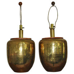 Oversized Hammered Brass Honeycomb Table Lamps