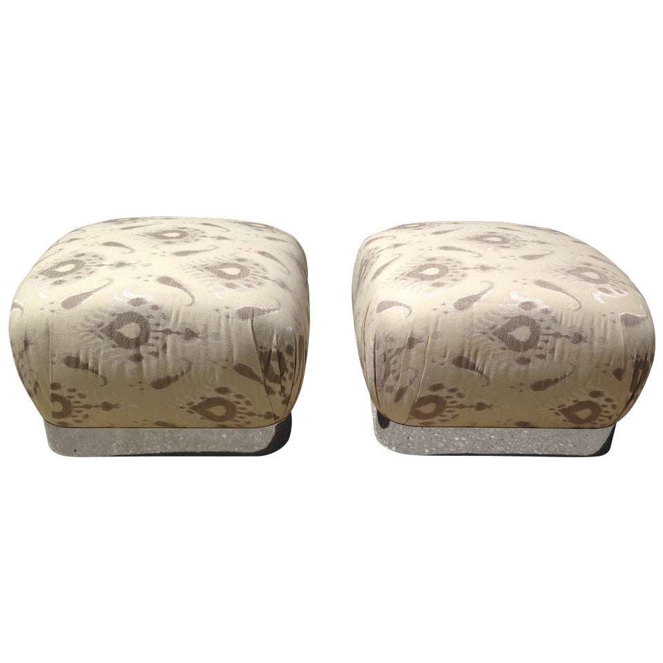 Karl Springer Souffle Poufs (Pair).