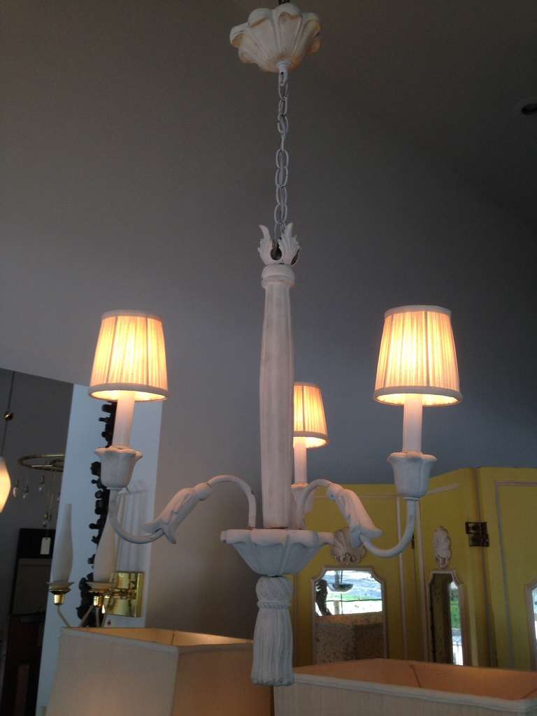 Beautiful original French plaster with canopy.

Dimensions: With chain and canopy, 41 inches high, 21 inches diameter.