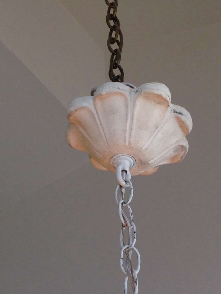 French Plaster Three-Arm Chandelier in the Style of Serge Roche In Good Condition In East Hampton, NY