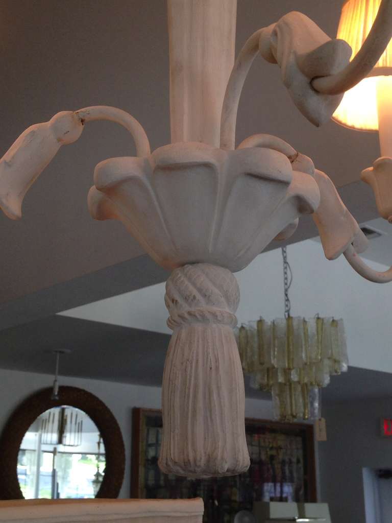 Mid-20th Century French Plaster Three-Arm Chandelier in the Style of Serge Roche