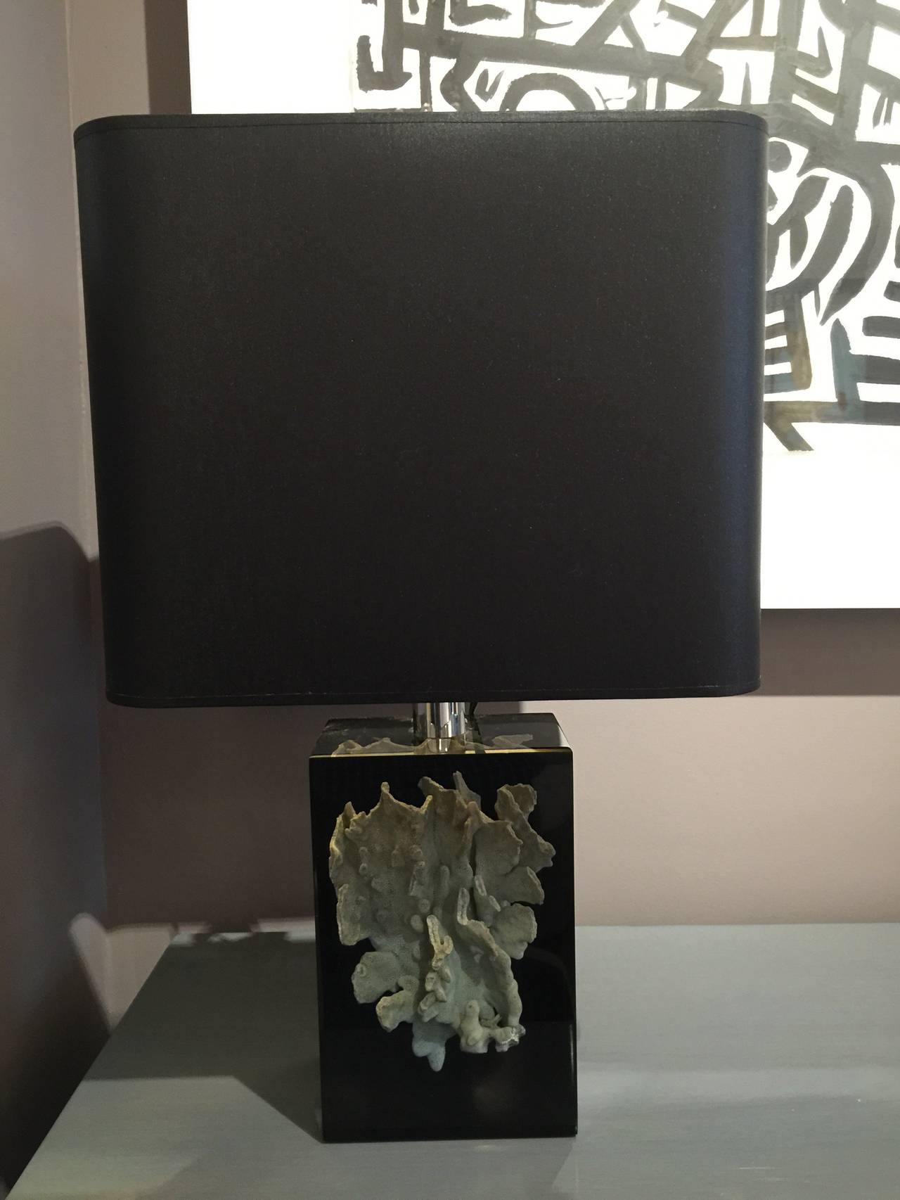 Coral Specimen in Lucite Table Lamp In Good Condition In East Hampton, NY