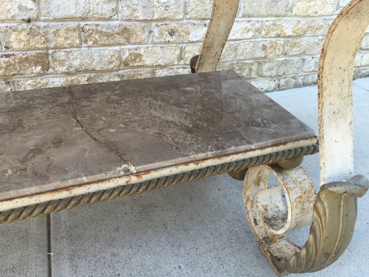 Mid-20th Century Scrolled Forged Iron Table Gilbert Poillerat