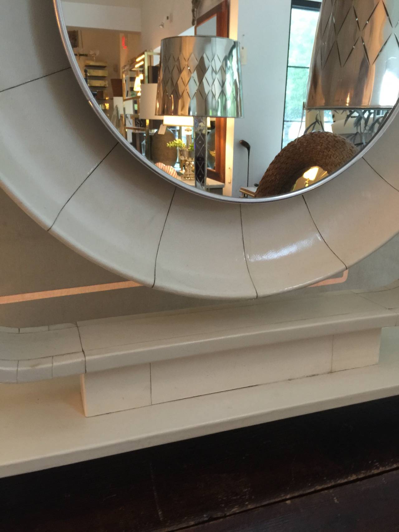 Art Deco Parchment Illuminated Mirror In Excellent Condition In East Hampton, NY