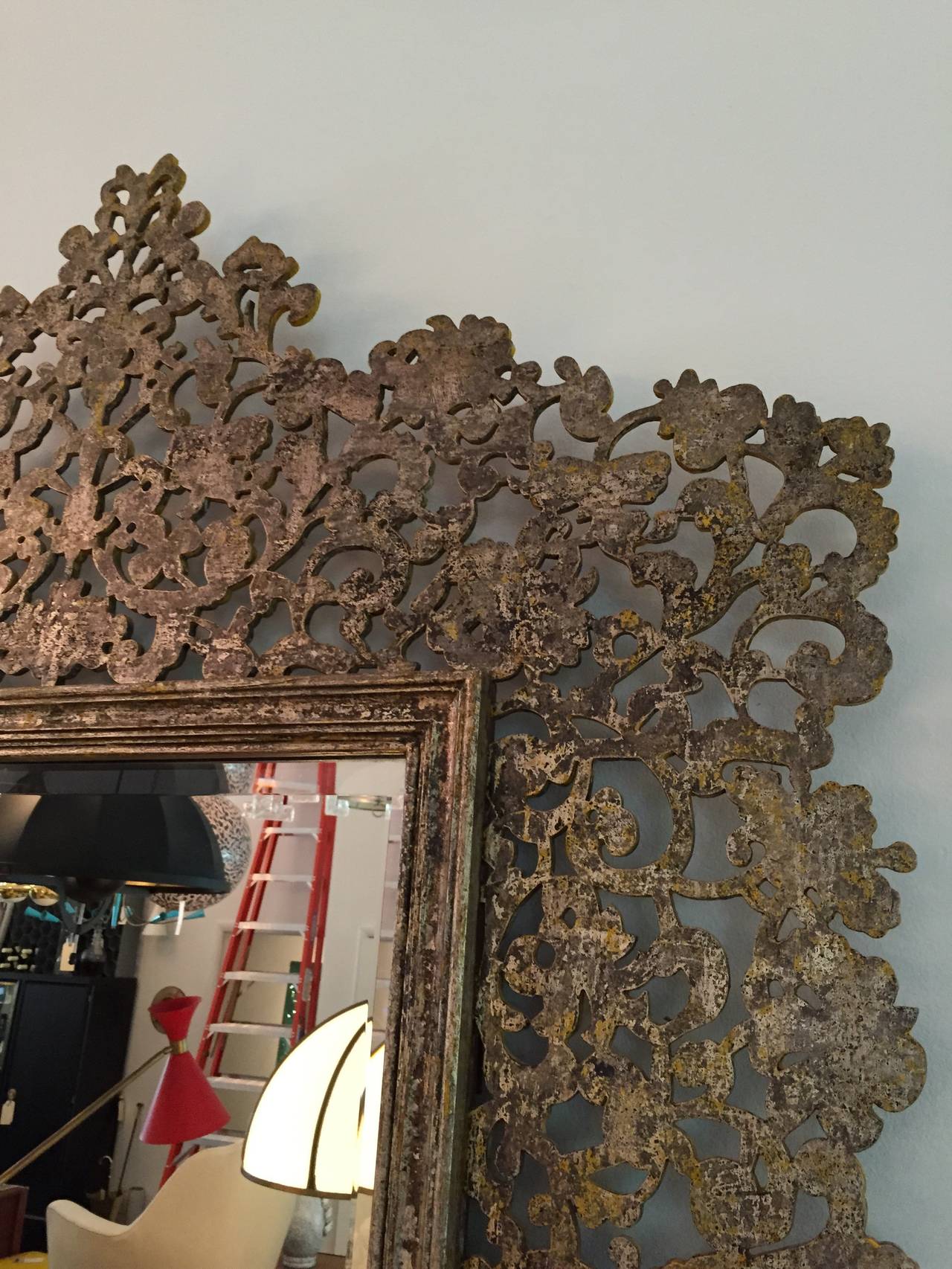 Fine Vintage AngloIndian Stencil Cut Metal Mirror at 1stDibs