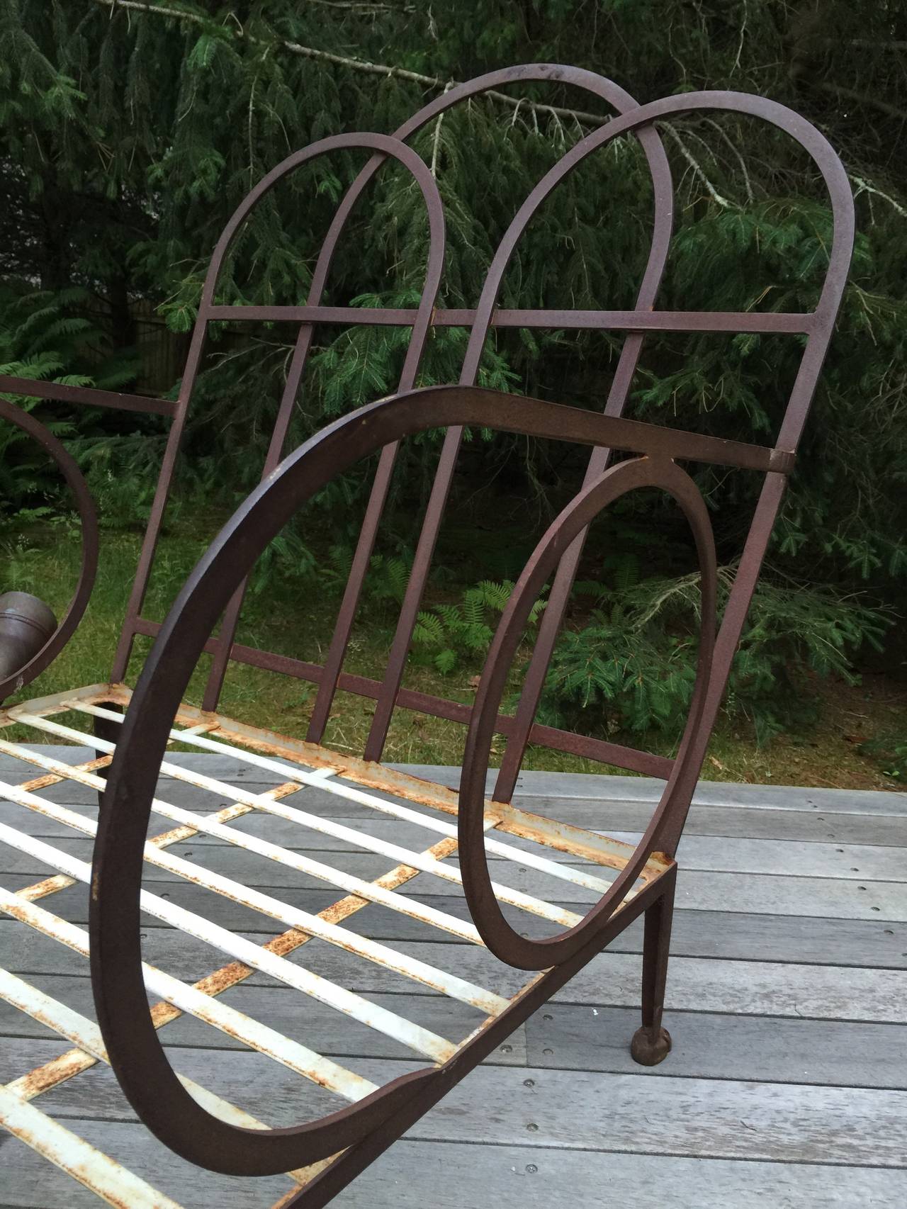 Early 20th Century Outstanding Oversized Iron Armchair and Ottoman