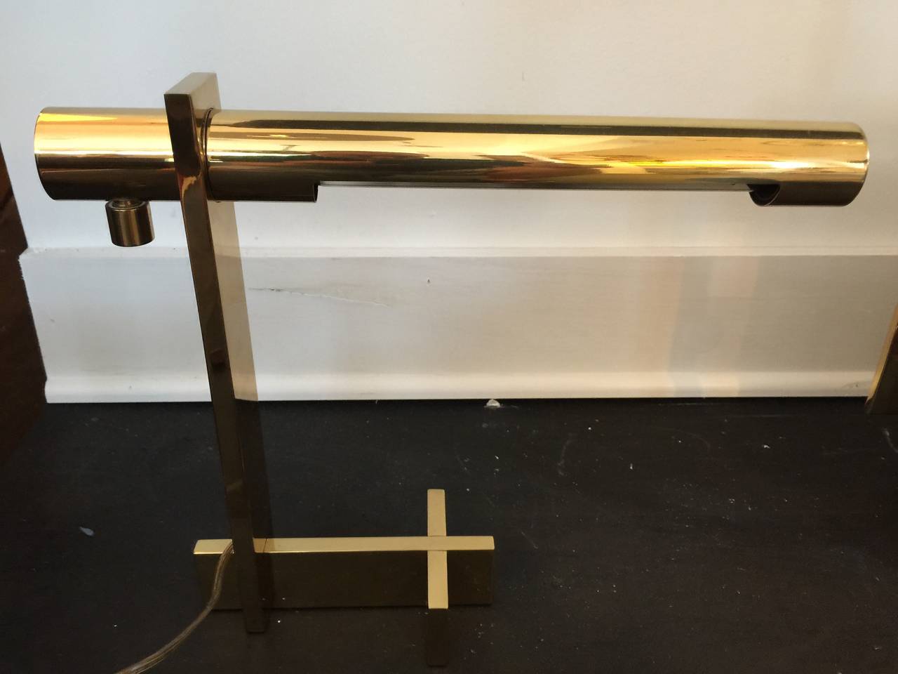 American Polished Brass Cantilevered Desk Lamp by Casella