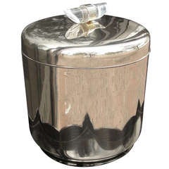 Large Polished Brass Ice Bucket w/ Lucite Handle