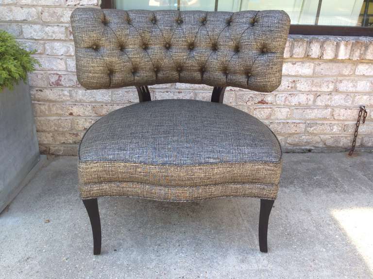 Billy Haines Style Tufted Slipper Chairs For Sale at 1stdibs