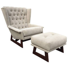 Sculptural Wingback Lounge Chair and Ottoman