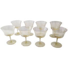 Canary Yellow Crystal Glassware, Set of Eight