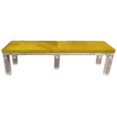 Thick Lucite Bench with Vibrant Cowhide Seat